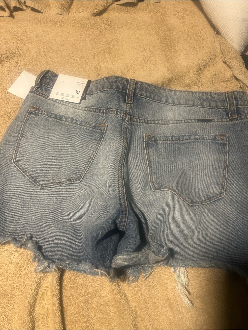 KanCan Light Blue Frayed Hem Denim Shorts
